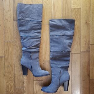 Over the Knee Grey Zipper Boots SZ. 9